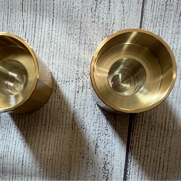 Sziqiqi Gold Metal Candle Holders – Set of 2 – NWOT – Modern Faceted Design - Picture 3 of 6